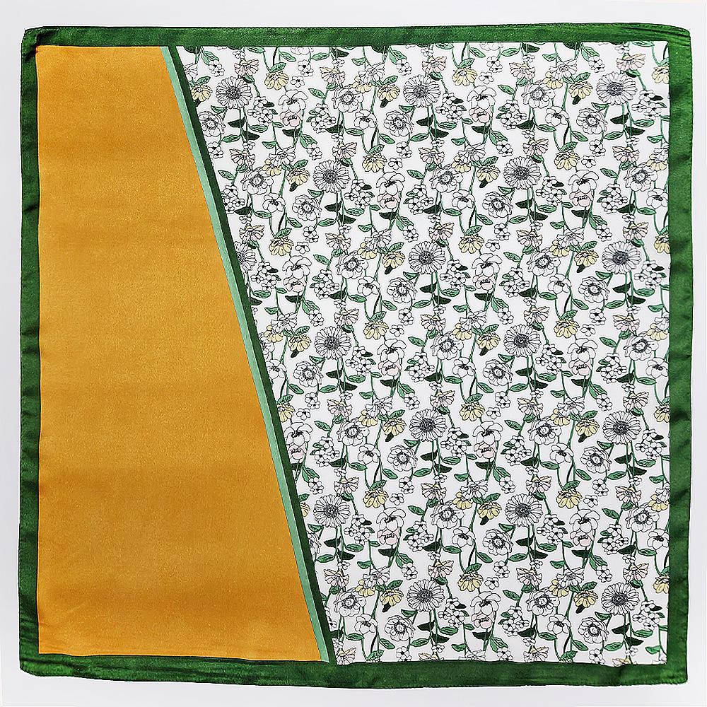 Women's Versatile Green Silk Satin Scarf - Fresh High-End Accessory