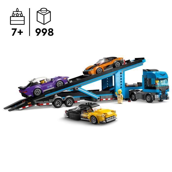 LEGO® City 60408 Le camion de transport de voitures de sport, 4 véhicules pour enfants