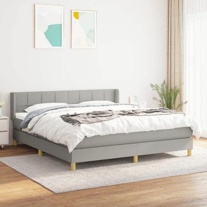 Maison Exclusive - Sommier à lattes de lit avec matelas Gris clair 180x200cm Tissu