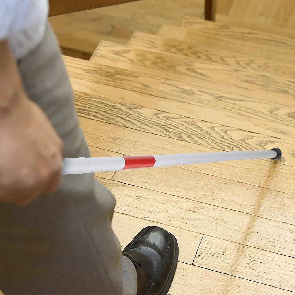 Faltbarer Blindenstock, 123 cm / 48,4 Zoll Tragbarer Gehstock Verstellbar Aluminiumlegierung Zusammenklappbare Stützkrücke (Faltbar in 4 Abschnitte)
