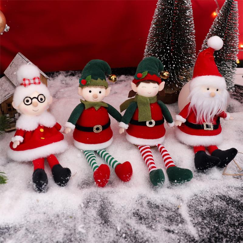 Christmas Elves Stuffed Plush Dolls Hanging Ornaments Xmas tree Party Decor Cute Boy Girl Elf Hanging Pendants Gifts New Year