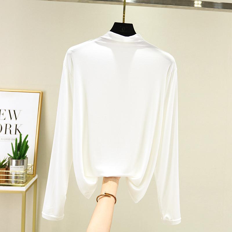 TurtleNeck Long Sleeve Tshirt Women Autumn Bottoming T-Shirts Tops Solid Slim Fit Pullovers Casual Tees Shirts Base Tees