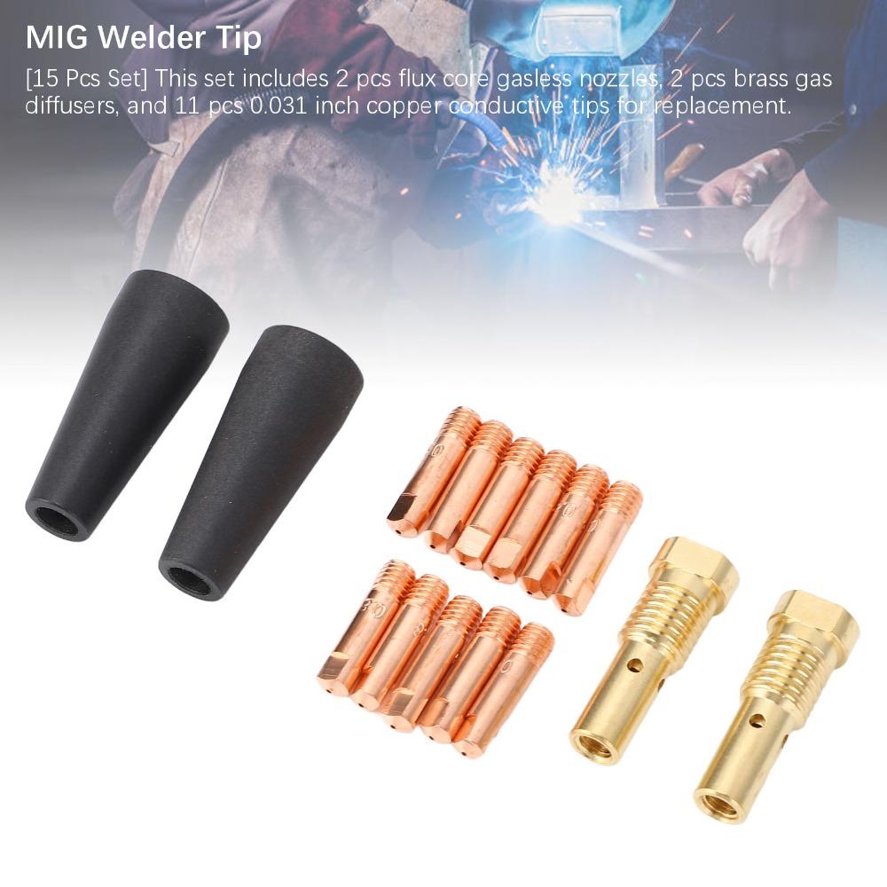 15pcs 0.031in Tip Size MIG Welding Nozzle Tips Gasless Nozzle Tips Kit For Century FC90