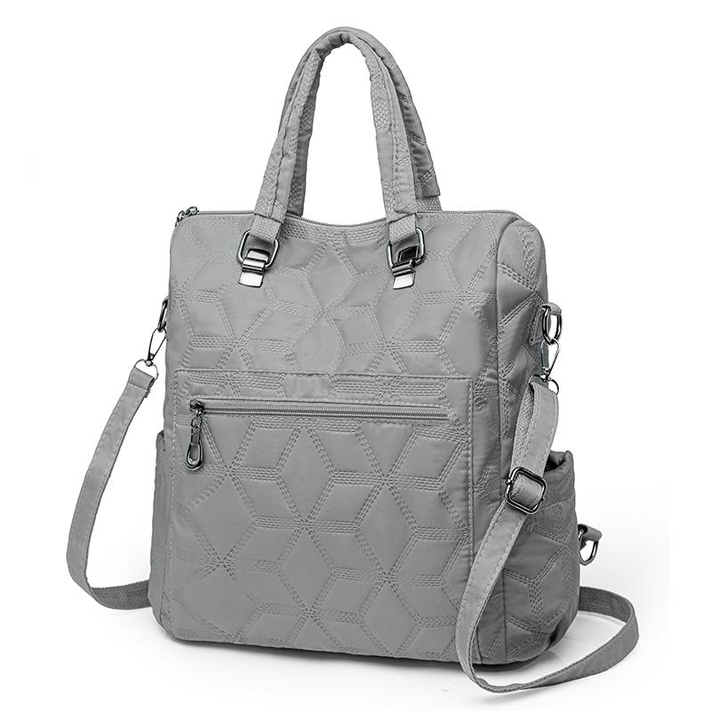Quilted Nylon 2-in-1 Backpack for Women – Stylish Tote & Shoulder Bag with Multiple Pockets and Adjustable Straps