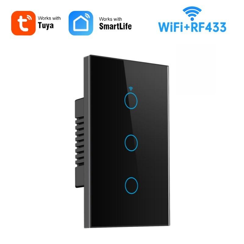 Graffiti US 120 WiFi+433 Smart Light Switch: Single/Zero Fire, Universal Model, Alexa Compatible.