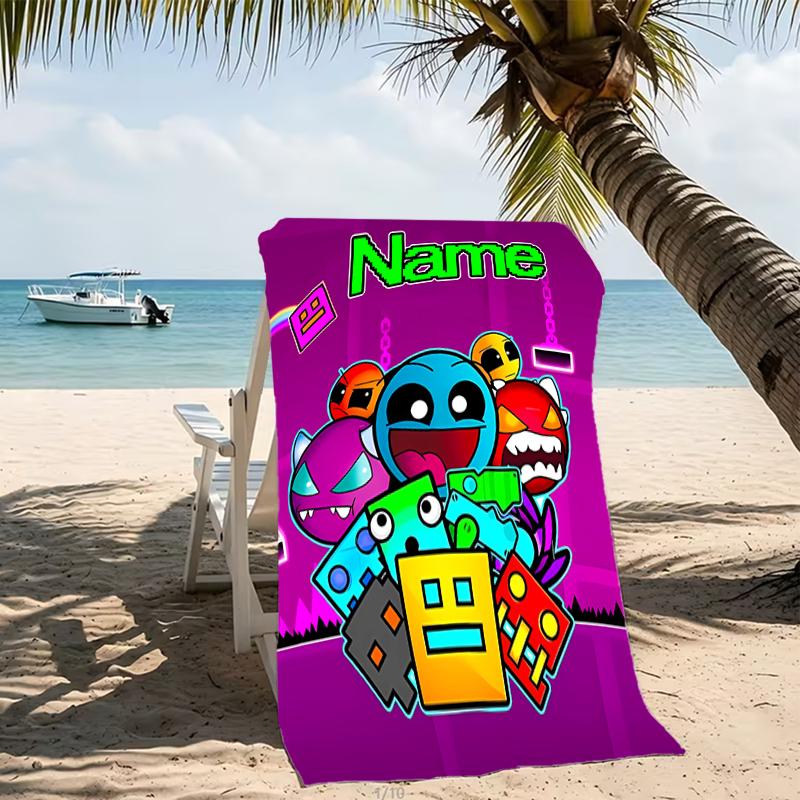 Customizable Personalized Beach Towels Geometry Dash Themed designs.Suitable for the Beach, Yoga, Sports;ideal As Beach Accessories