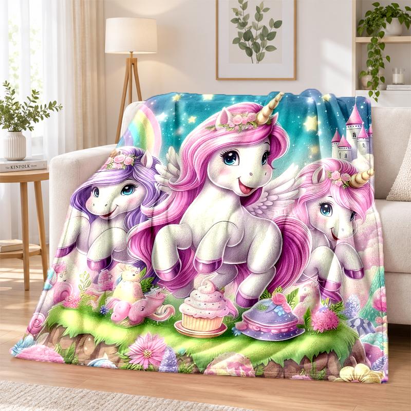 Unicorn Flannel Throw Blanket Soft Warm Cozy For Sofa Bed Indoor Home Bedroom Use