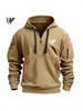 Men's Multi-Zip Arm Pocket Fleece Hoodie Pullover Casual Sportswear.