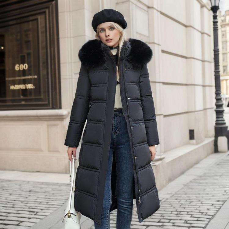 Parkas de Lana de Cordero y Algodón Cálidas y Esponjosas con Cuello con Capucha Abrigo Largo Medio Chaqueta de Invierno con Cremallera
