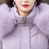 Elegant Vintage Women Down Coat Puffer Jacket Real Fur Collar Thick Warm Winter Plus Size Outerwear Middle Age Long Prakas