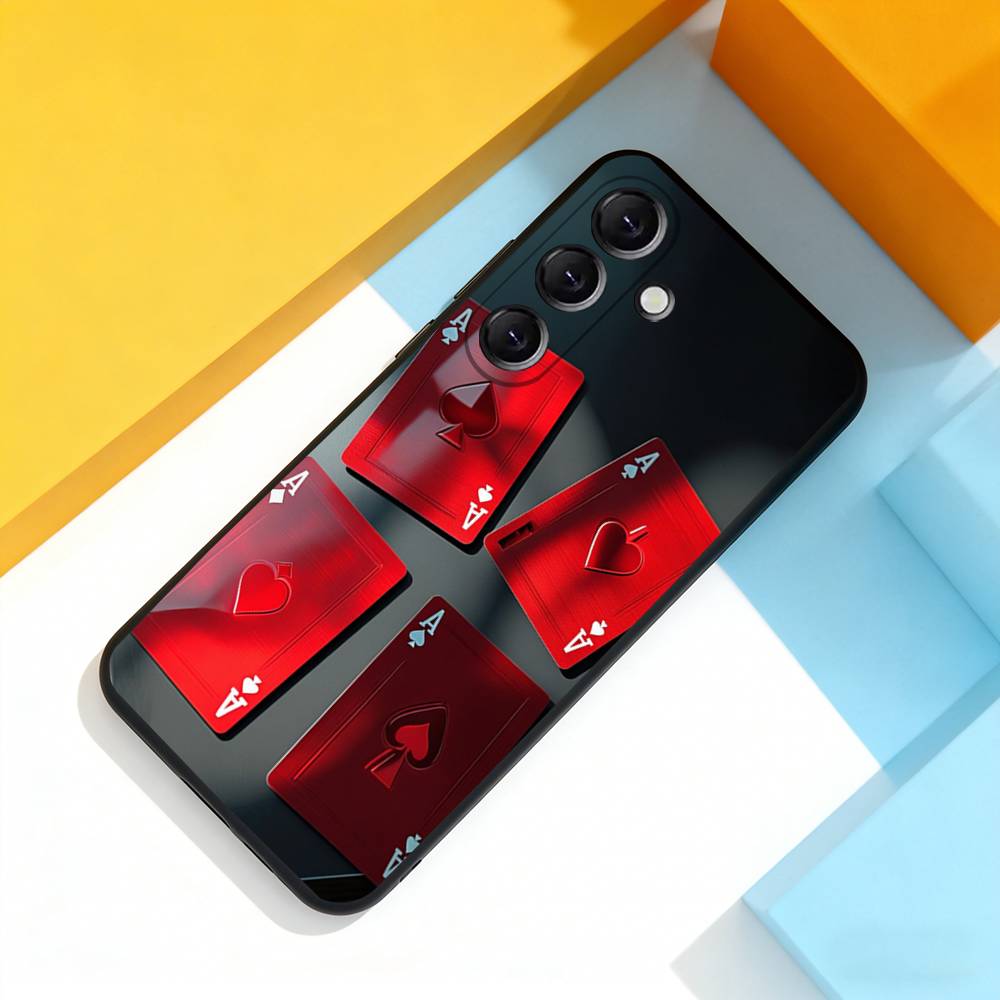 Poker Ace of Spades Phone Case For Samsung Galaxy A 22,71,53,52,51,72,73,5G,Note,J7,8,9 Soft Black Cover