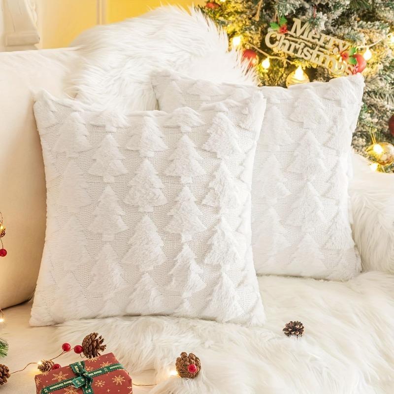 45X45Cm Christmas Tree Plush Pattern Pillow Cases Merry Christmas Decor For Home Xmas Gifts New Year Sofa Decor Navidad