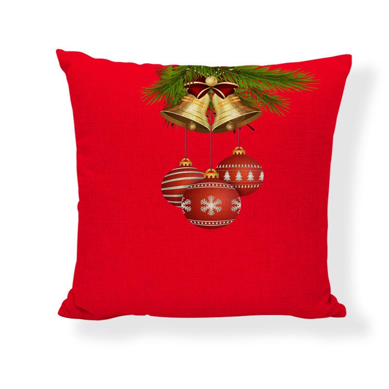 Red Series Santa Claus Pattern Throw Pillow Cover with Short Plush Print for Living Room Sofa Decoration Cushion Cover
