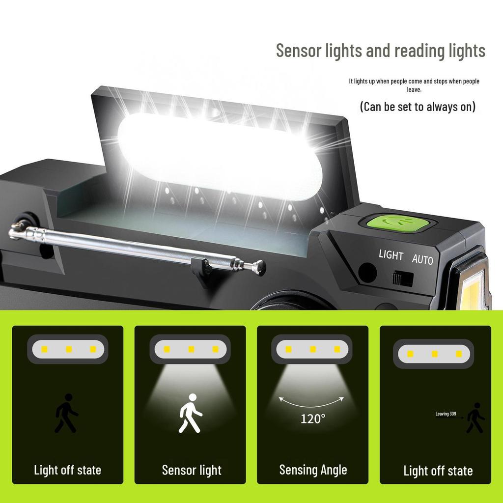 Multifunctional Hand Crank Solar Emergency Radio & Mobile Charger with Flashlight for Camping and Reading