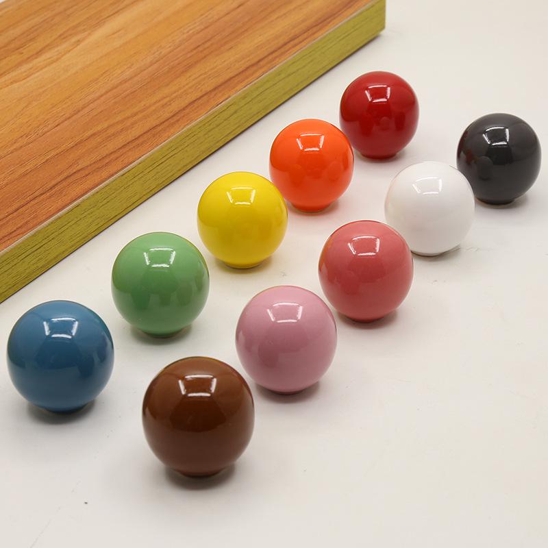 Colored Round Ceramic Door and Drawer Handle