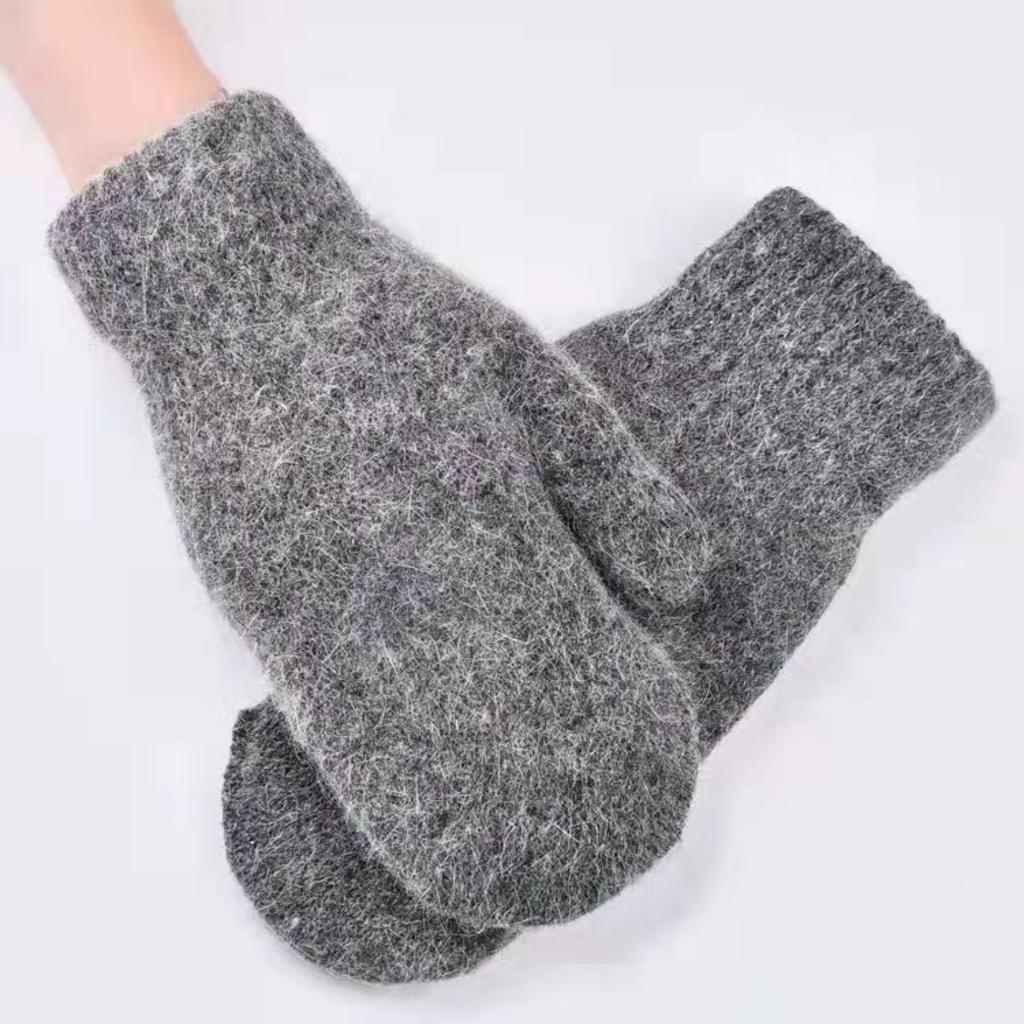 Damskie rękawiczki z podszewką z polaru na zimową jazdę na rowerze, urocze i ciepłe dzianinowe rękawiczki zakrywające całe palce, pogrubione i jednokolorowe mitenki.