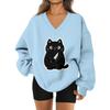 Women's V-neck Dropped Shoulder Halloween Print Sports Sweatshirt Top