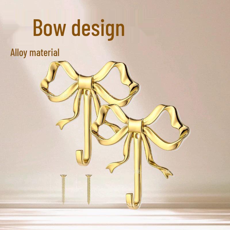 Alloy Bow Wall Hook for Living Room, Bathroom, and Entrance Decoration