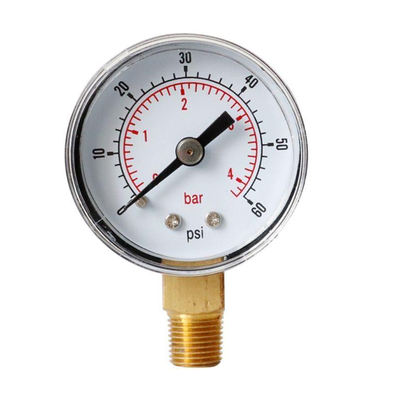 40mm Face Pressure Gauge 1/8" BSPT Bottom Mount 15,30,60.100,160 200, 300 PSI & Bar for Air Gas Water Fuel Liquid.