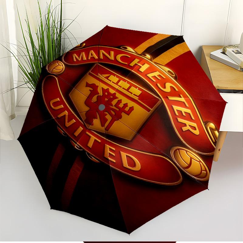 Manchester United F.C Print Automatic Open Close Umbrella, Portable Foldable Umbrella, for Outdoor Commute Camping Trip, Ideal Birthday Gift
