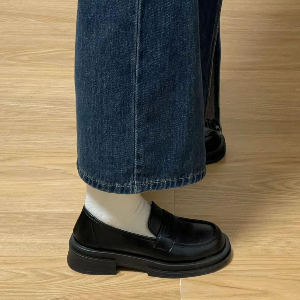 British Style Small Leather Shoes Women'S Japanese Black Platform With Skirt Gentle Loafers