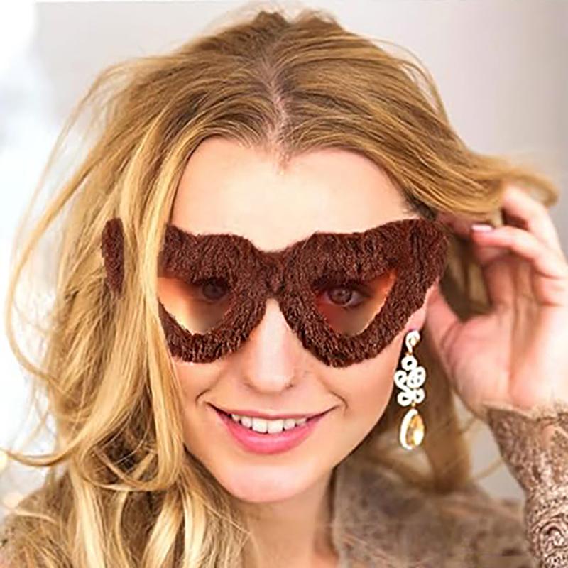Plush Cute Funny Heart Shaped Sunglasses Fashionable Sun Glasses Personality Love Gradient Pink Glasses Sexy Cat Eye Party Eyewear