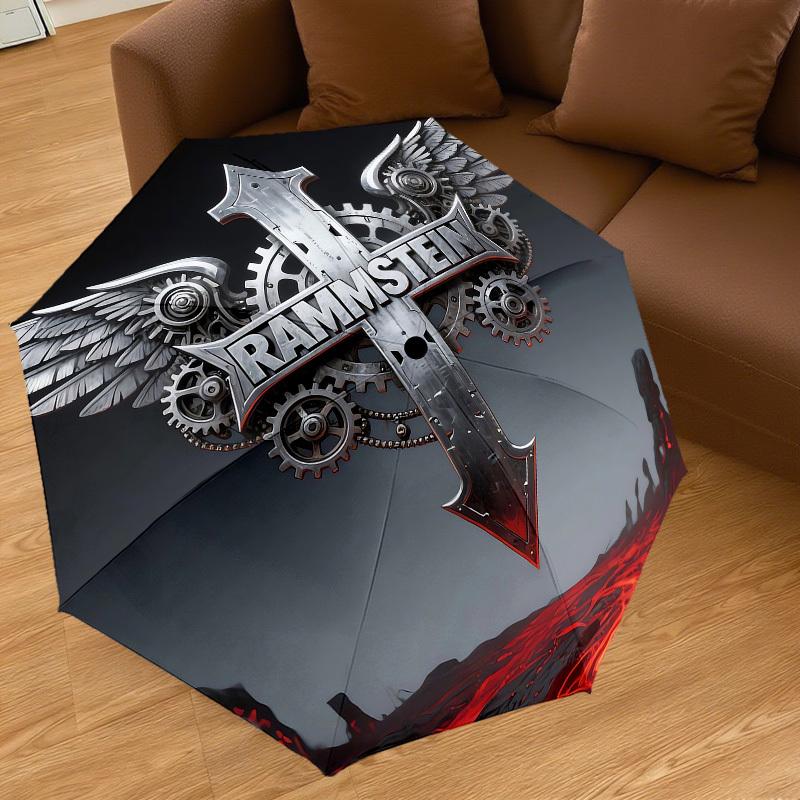 1PC RAMMSTEIN CROSS Umbrella-8-Rib Reinforced, Automatic Open, Lightweight & Durable, Cute Fashion Accessory for Outdoor-K1310