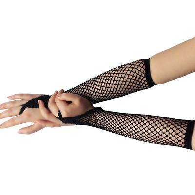 Hollow Fishing Net Lace Gloves Club Bungee Gloves Stage Show Punk Multi-colored Hook Finger Gloves Long