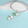 S925 Silver DIY Fashion Four Leaf Clover Beaded Jewelry Accessories Lucky Pendant