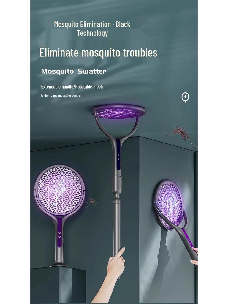 2025 Rechargeable Electric Mosquito Swatter: Foldable, Retractable, Powerful Mosquito & Fly Killer for Home Use.