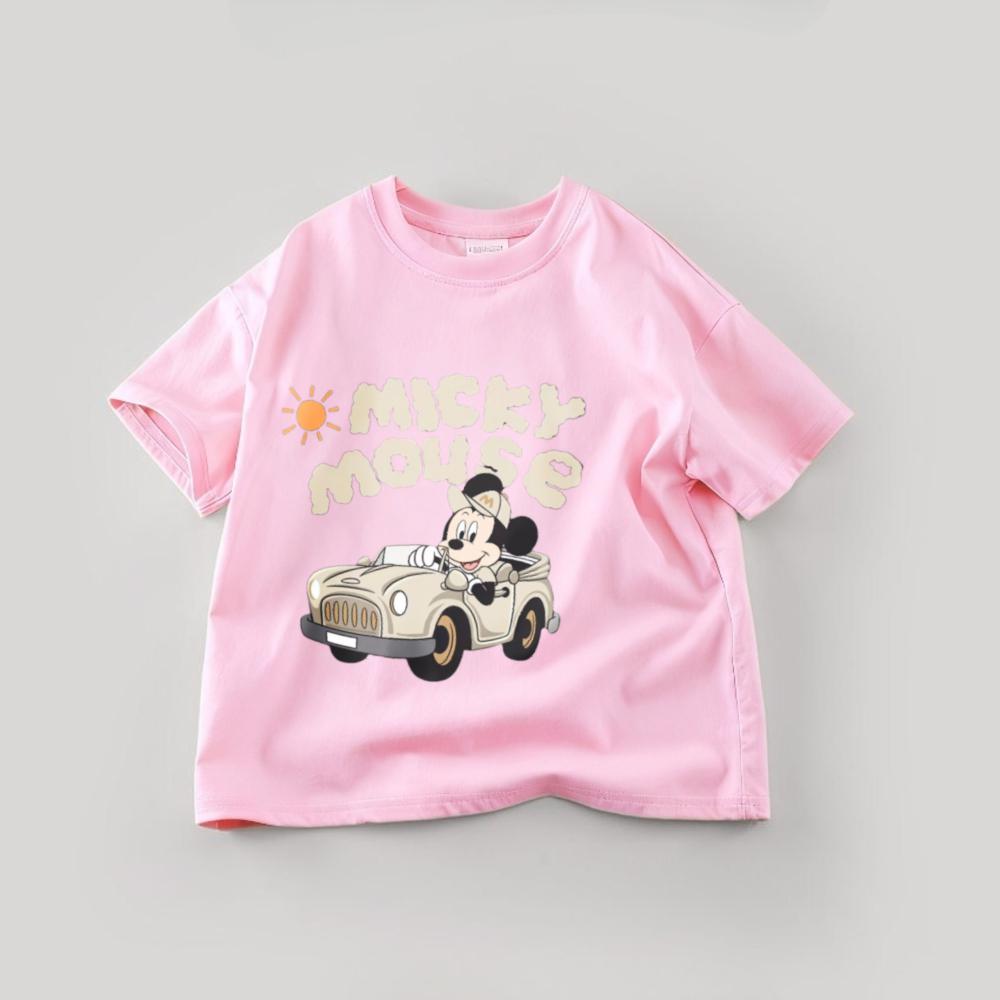 Fashion Cartoon T-shirt, Printed Mickey Mouse Baby, Short-sleeved Top for Girls and Boys, Round-neck Casual Children's
