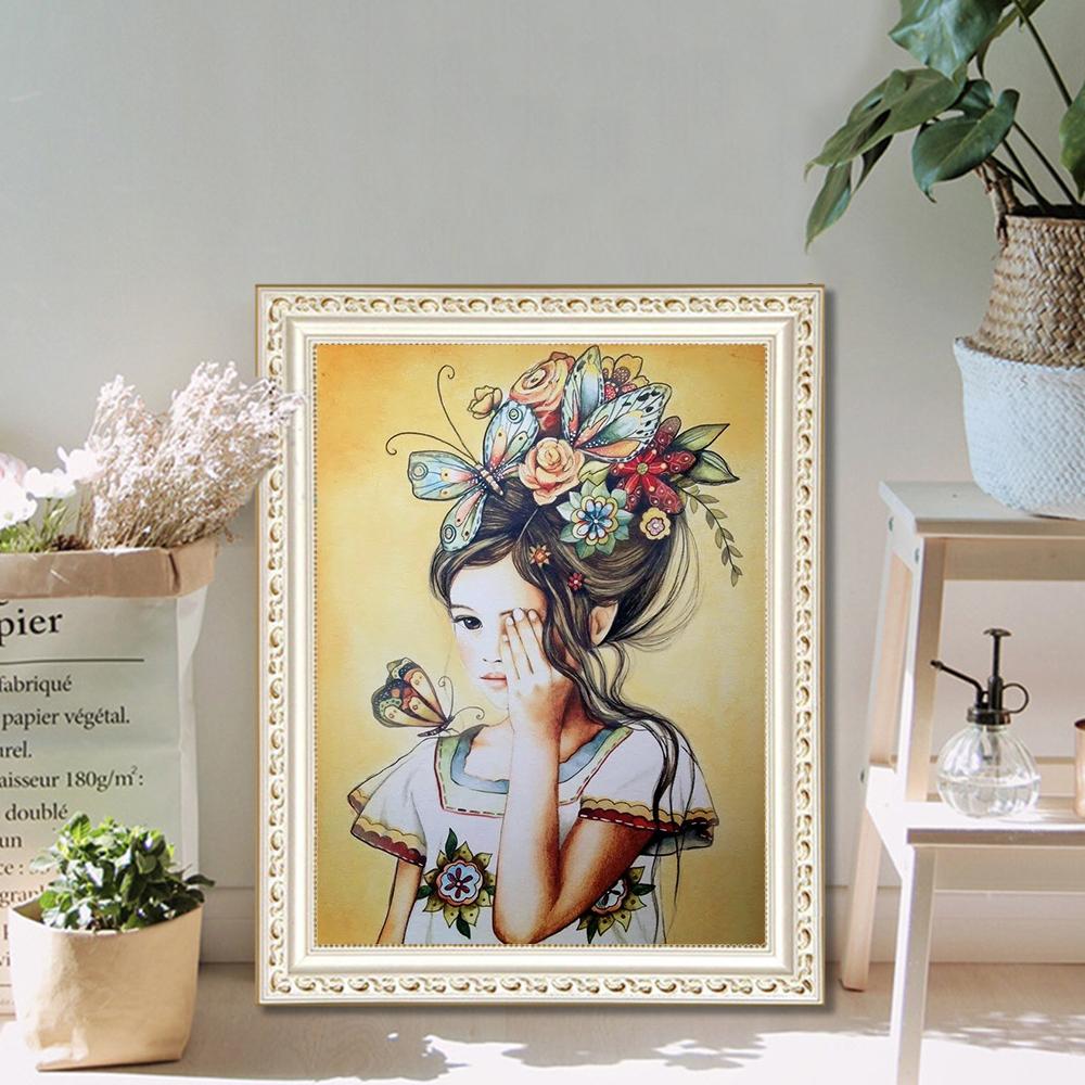 5D DIY Diamond Mosaic Butterfly Full Drill Square Girl Diamond Embroidery Flower Needlework Mosaic Art Decor For Home