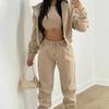 Spring and Autumn New Women's Clothing Solid Color, Simple Hooded Sweatshirt, Sports Casual Pants Three Piece Set