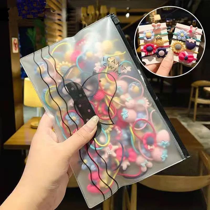40pcs Cute Girl Tie Hair Rope Fruit Cartoon Children's Head Rope Female Baby Hair Circles Don't Hurt Hair, Hair Accessories.