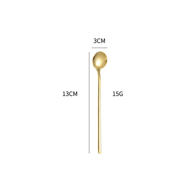 304 Stainless Steel Small Spoon Stirring Coffee Spoon 13/15/17cm Small Round Spoon Golden Rose Gold Small Spoon 13cm-02