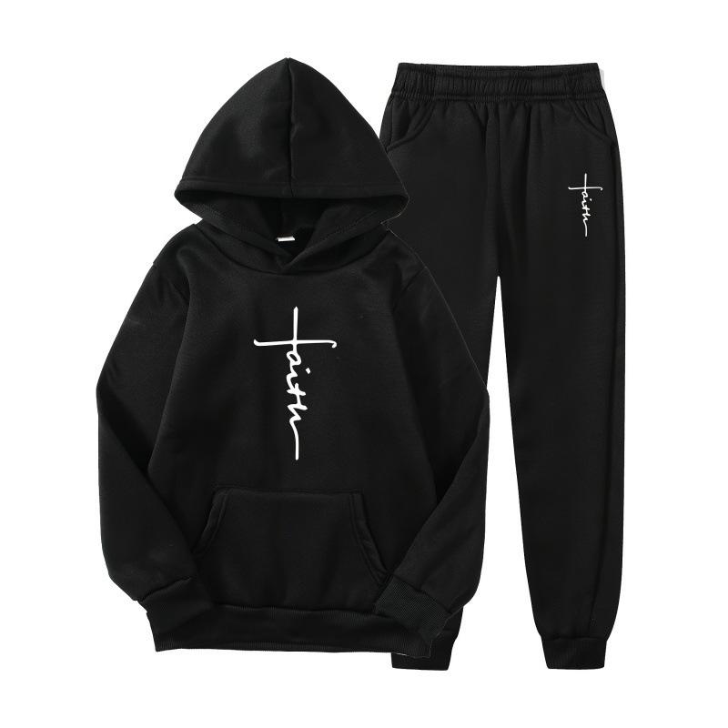 Couple's outfit solid color printed hoodie sports loose hoodie can be used as a logo, European and American casual sweatshirt