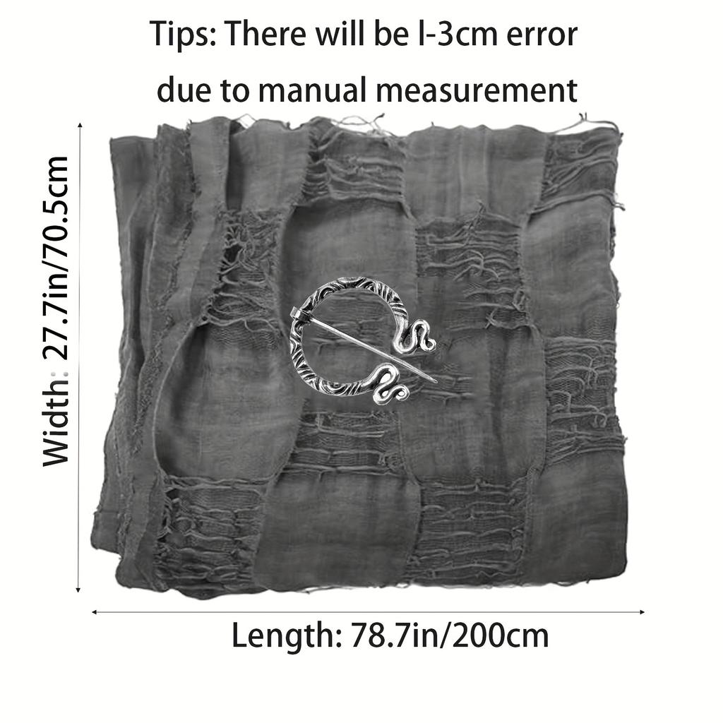 Medieval Renaissance Cloak Cape with Viking Brooch - Hooded Shawl Scarf for Halloween Costumes, Streetwear & Pop Culture Events