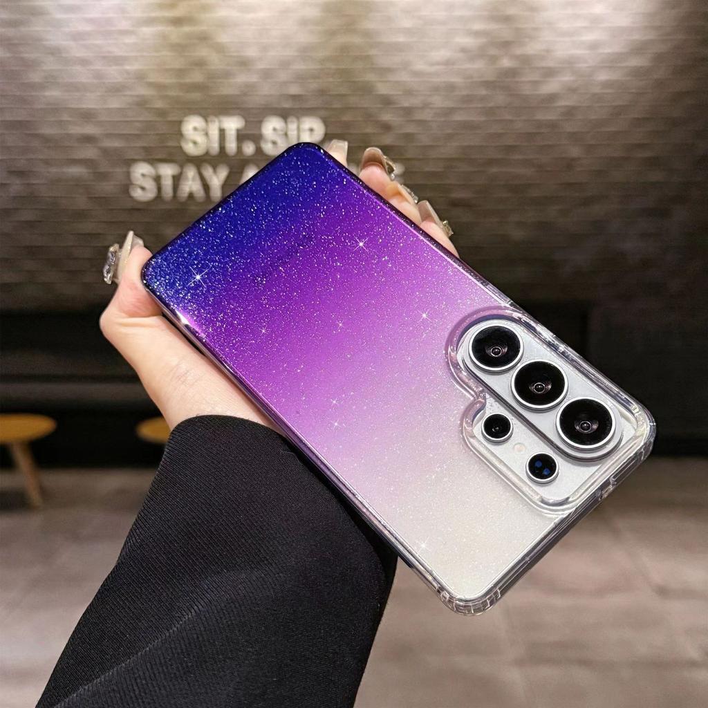 Applicable To Samsung S26Ultra Mobile Phone Case Glitter Gradual Change Single Color Acrylic S25F Transparent Anti-drop All-inclusive