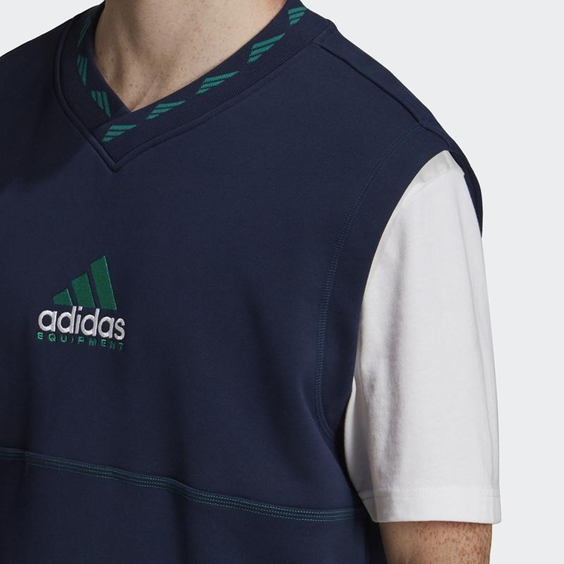 Adidas Solid Color V-Neck Sleeveless Vest Men Tops Blue HG8092