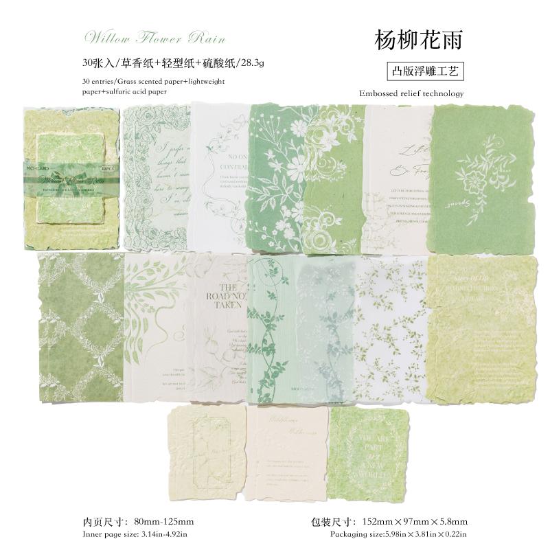 30Sheets/Bag Mixed Material Material Paper Scrapbook Embossed Paper DIY Magazine Collage Retro Background Paper Stationery