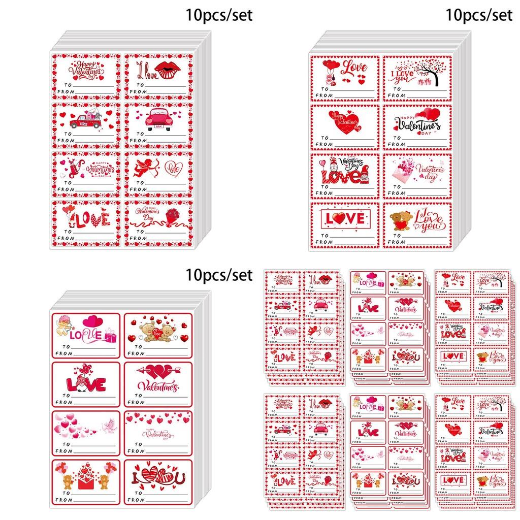 Valentines Gift Day Wrap Labels With Square Selfadhesive Stickers Party For