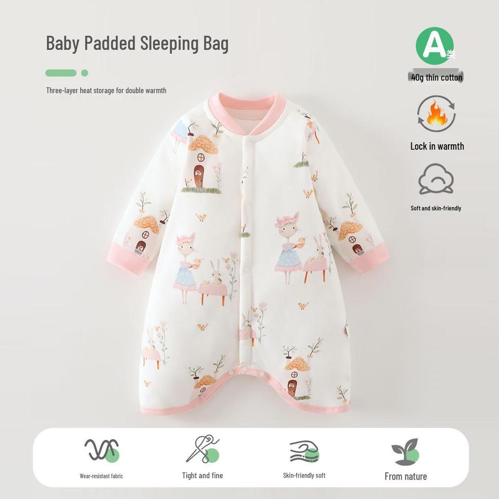Spring & Autumn Baby Pajamas: Lightweight Pure Cotton Sleeping Bag & Anti-Kick Blanket for Infants and Toddlers