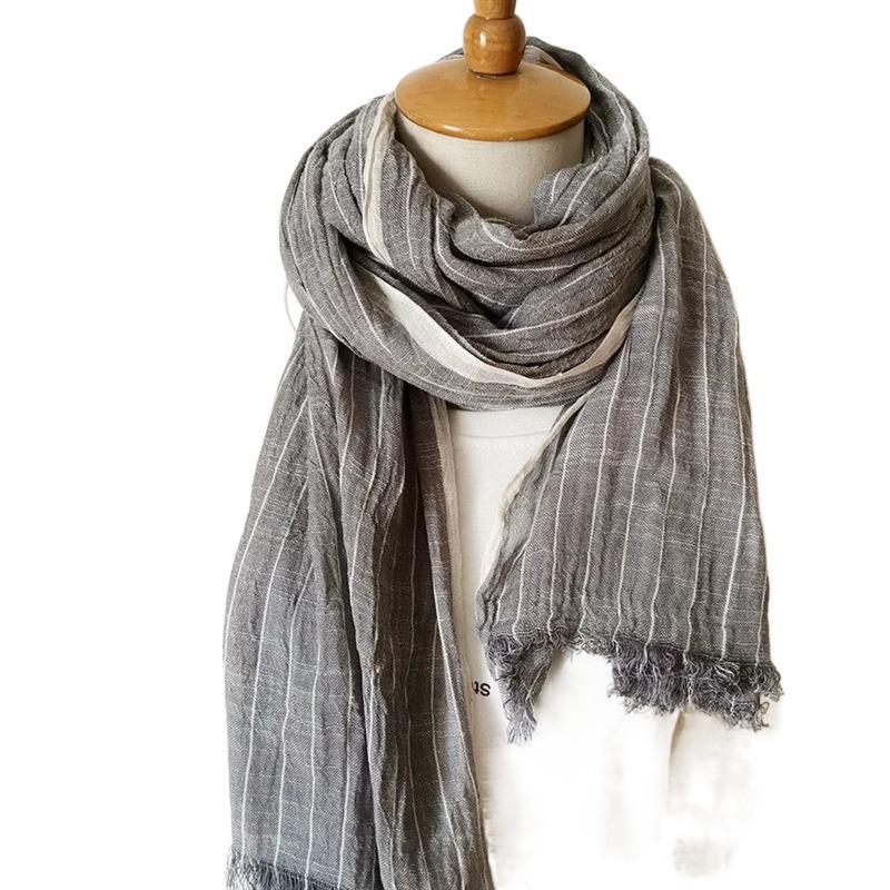 Windproof Striped Pleated Shawl Thicken Men Scarf High Quality Winter Cashmere Scarf Female