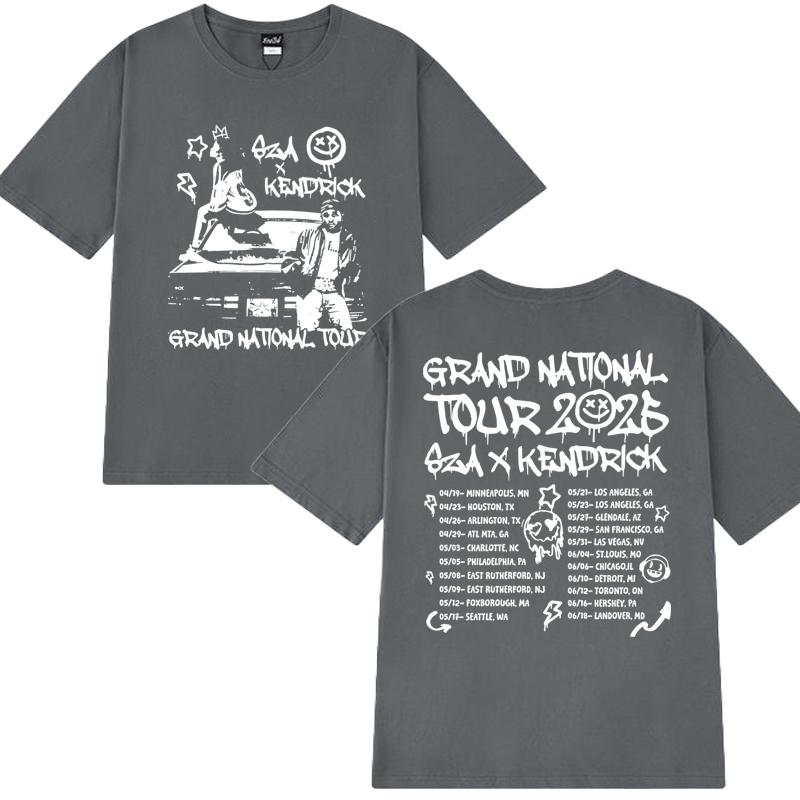 Nové Kendrick Lamar SZA Grand National Tour 2025 Tričko Pánské Dámské vintage Hip Hop streetwear Unisex Bavlna krátký rukáv trička