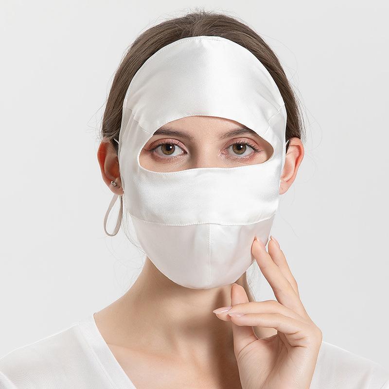 Women‘s Comfortable 100% Silk Sun Protection Face Cover Full Face UV Protection Mask Breathable Summer for Cycling Driving