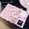 Timeless Whisper Color Makeup Set: Student Gift with Eye Shadow, Blush, Lip Glaze, Powder Compact, and Necklace. Full Makeup Collection.