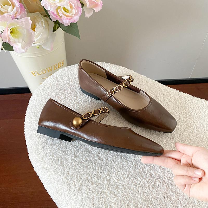 Retro Low-heeled Soft-soled Mary Jane Shoes for Women's Spring and Summer New with Skirts, Small Square Head, Gentle Wind, Evening Single Shoes