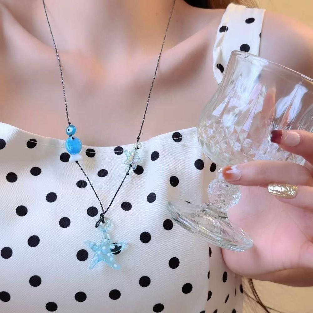 Starfish Ceramic Fish Pendant Ocean Sea Series Boho Ethnic Necklace Fish Starfish Necklace  Girls
