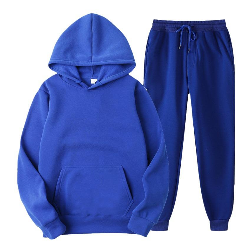 Completo da uomo con felpa con cappuccio e pantaloni della tuta in pile tinta unita