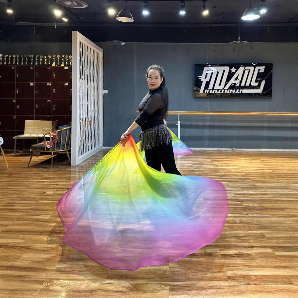 Polyester Chiffons Bunte Farbverläufe Lobtanz Anbetungsflagge mit flexiblem Stab für Feiern und Strandurlaube